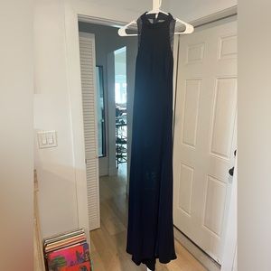 Beautiful Navy Beaded Backless Gown